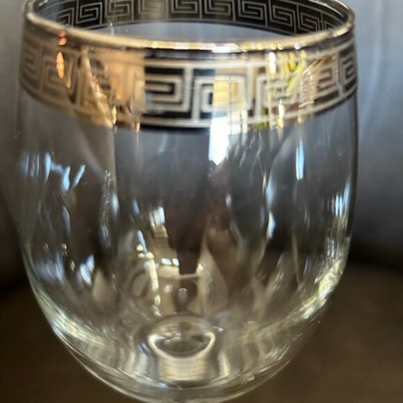 NWOT Vintage Italian Crystal Wine Champagne Glasses With Gold Trim Greek Design - Picture 12 of 13